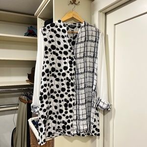 Black & White Tunic Botton Down Blouse